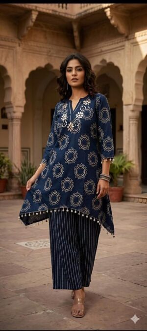 Ethereal Chinon Silk Embroidered Suit Set with Organza Scalloped Dupatta