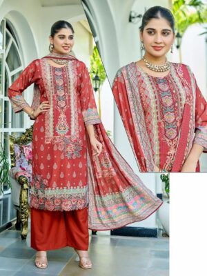 Regal Chanderi Silk Embroidered Suit Set with Scalloped Organza Dupatta