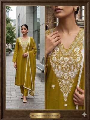 The Aari Collection: Intricately Embroidered Scalloped Suit Set