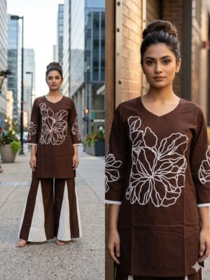 Vintage Indigo Hand-Block Floral Kurta & Tapered Pant Set