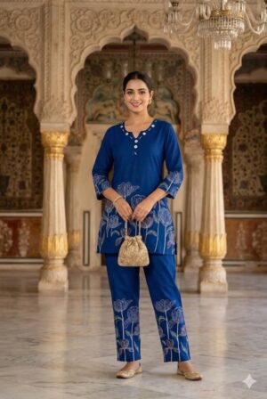 Artisan Heritage Hand-Block Print Cotton Kurta & Tapered Pant Set