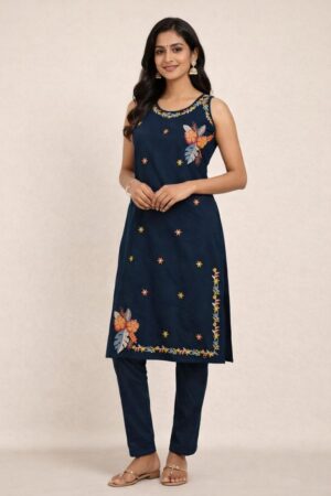 Desert Mirage Hand-Block Geometric Cotton Kurta & Tapered Pant Set