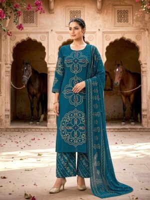 Bandhani Elegance Plazo Set with Handcrafted Mirror Embroidery