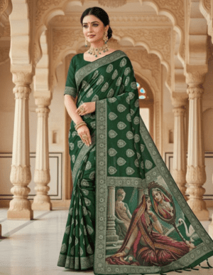 Imperial Ruby Heritage Silk Saree with Antique Gold Weaving