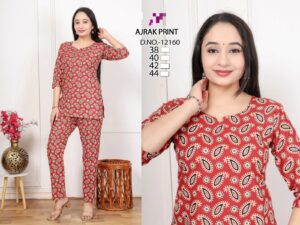 Elegance in Tradition: Ajrakh Print Ruby Red Co-ord Set