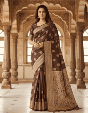 Regal Crimson Bridal Silk Saree with Antique Zari Weaving
