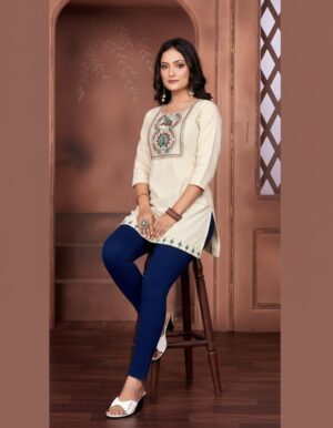 Heritage-Inspired Off-White Embroidered Kurti
