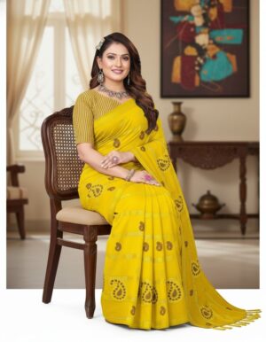 Vibrant Mustard Yellow Paisley Saree – Heritage Reimagined