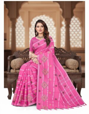 Elegant Pink Embroidered Saree – A Celebration of Grace and Heritage