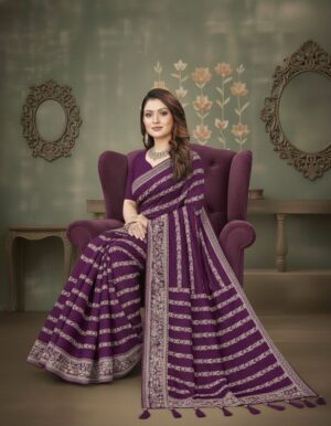 Majestic Striped Heritage Saree – A Blend of Tradition and Finesse