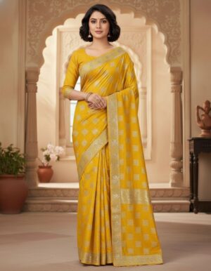 Radiant Yellow Heritage Zari Saree – A Symphony of Grace and Tradition