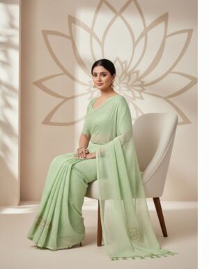 Ethereal Shimmer Georgette Saree – A Celebration of Grace