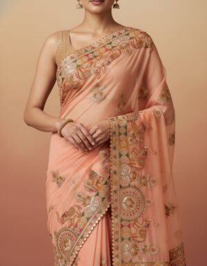 Sophisticated Geometric Stripe Saree – A Modern Heritage Statement