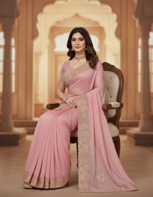 Ethereal Pastel Floral Georgette Saree – A Symphony of Softness and Grace