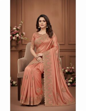 Enchanting Sage Green Floral Georgette Saree – Timeless Grace and Purity