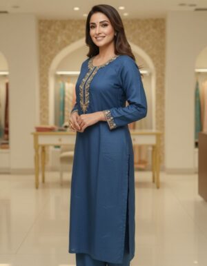 Aura of Elegance: Exquisite Hand-Embroidered 3-Piece Silk Suit Collection