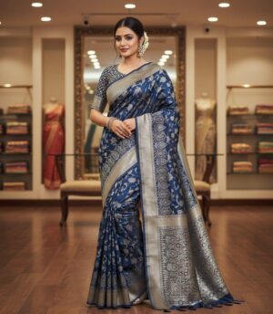 Royal Wine Purple Banarasi Silk Saree with Intricate Silver Zari Heritage Weaving